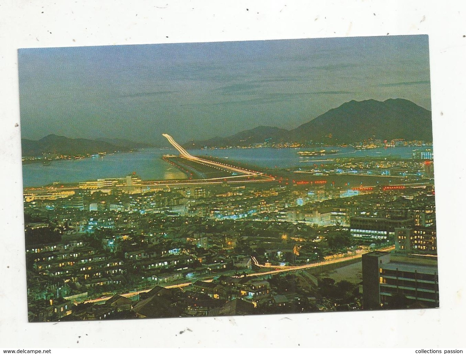 Cp, CHINE ,HONG KONG , Aviation , The Night View Of KAI TAK AIRPORT ,  Vierge - China (Hongkong)