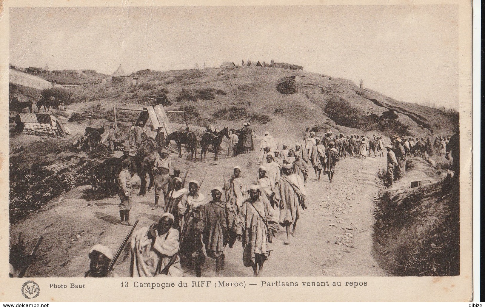 Carte Postale. Maroc. Guerre. Campagne Du Riff. Partisans Venant Au Repos. Manuscrite. - Patrióticos