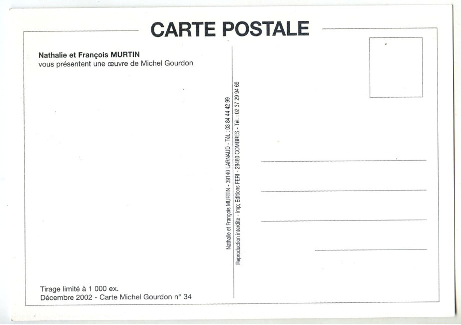 Carte Postale PIN UP Michel GOURDON ASLAN Tirage Limité 1000 Ex - Pin-Ups