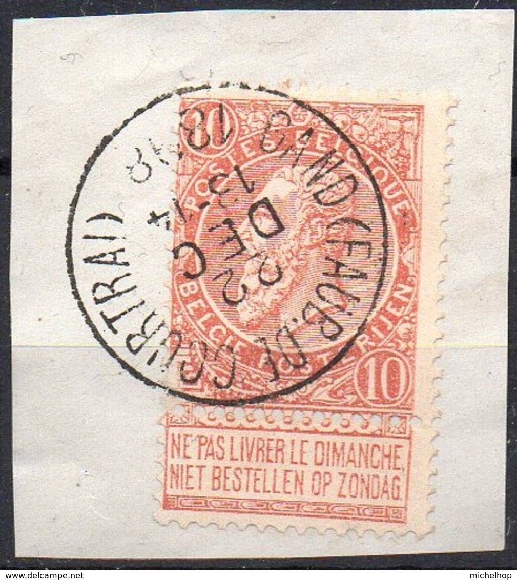 N° 57 Sur Fragment Oblitération GAND (FAUB. DE COURTRAI) - 1893-1900 Fine Barbe