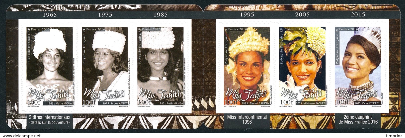 POLYNESIE 2016 - Yv. 1120 à 1125 = Carnet C1120 **  - Miss Tahiti (6 Val.) Autoadhésif  ..Réf.POL24998 - Unused Stamps