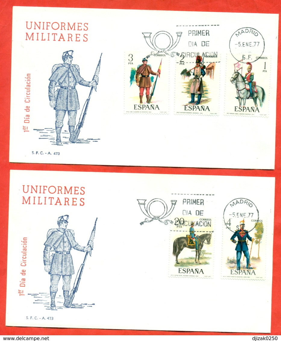 Spain 1977. FDC. Military Uniforms. Lot Of Two Envelopes. - Militaria