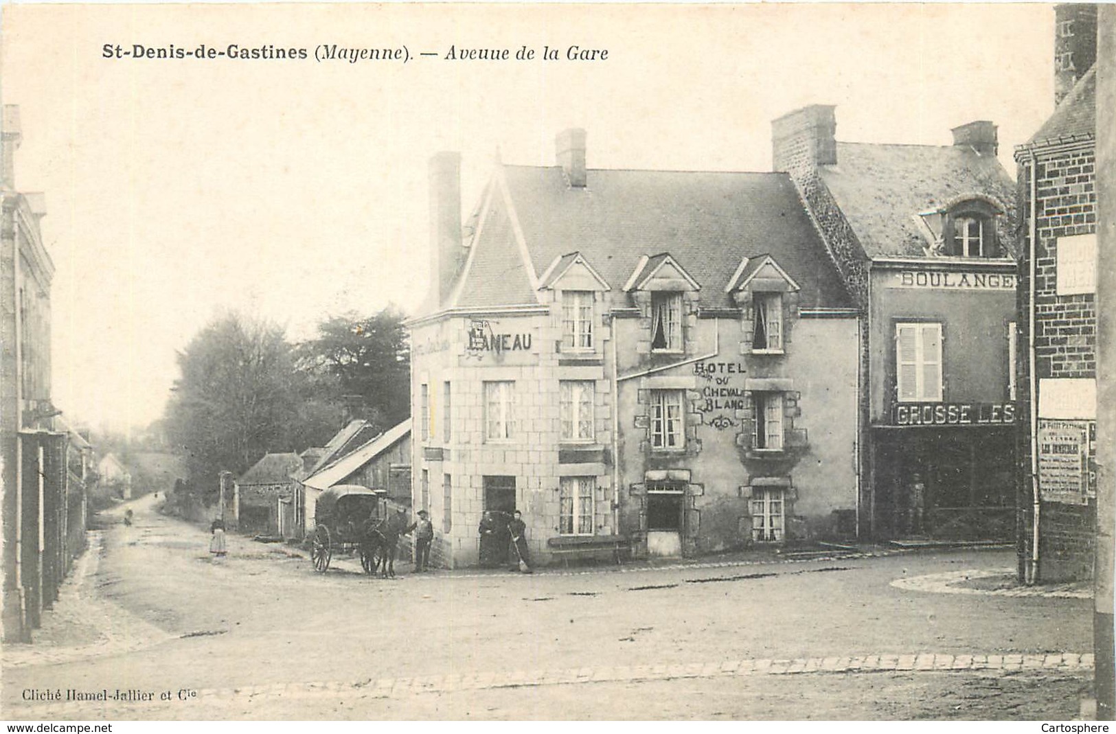 CPA 53 Mayenne St Saint Denis De Gastines Avenue De La Gare - Non Voyagée - Boulangerie - Attelage - Hotel - - Altri & Non Classificati