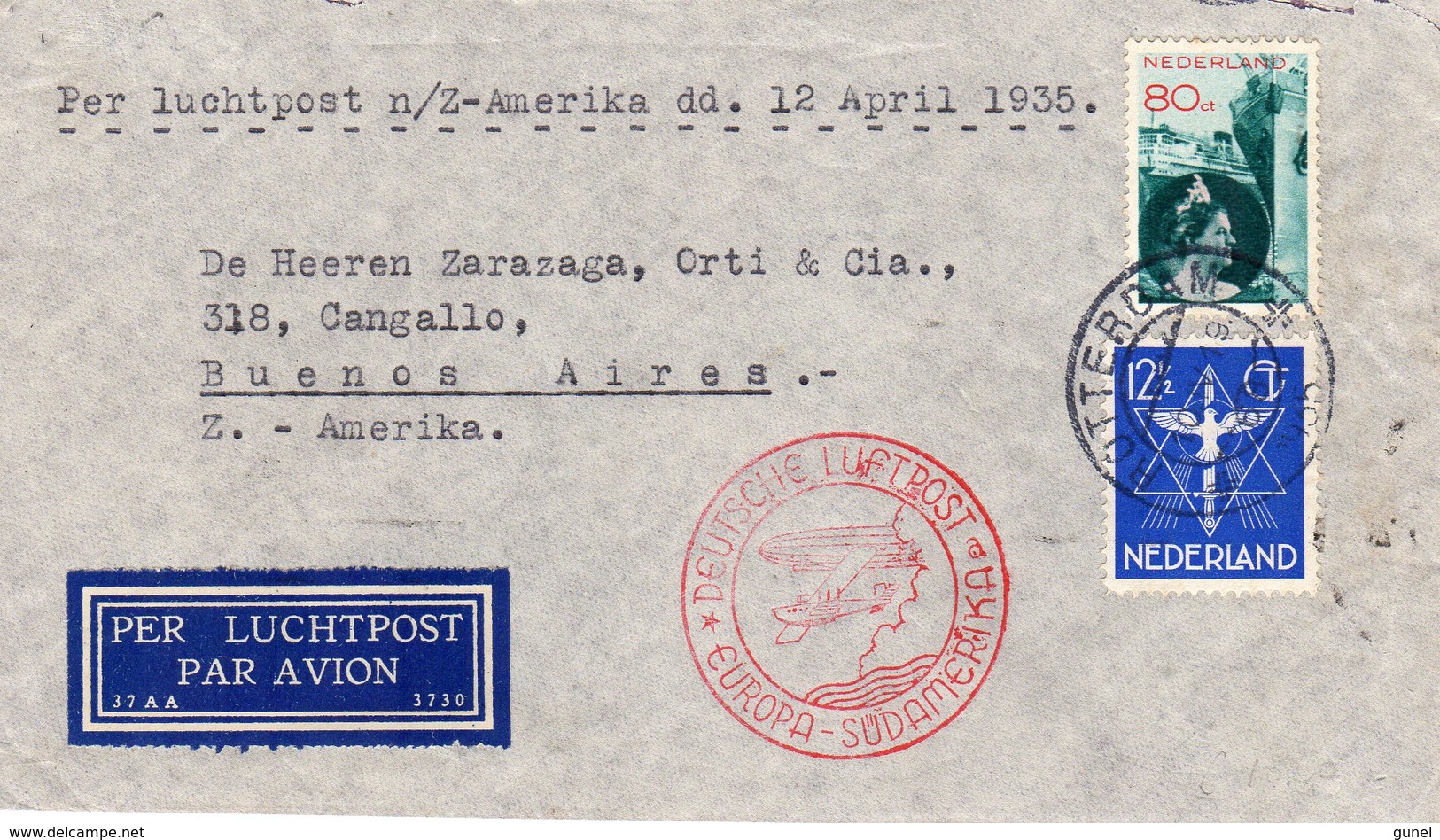 12 April 1935 Luchtpostbrief Met DEUTSCHE LUFTPOST EUROPA_SÜDAMERIKA Naar Buenos Aires - Airmail