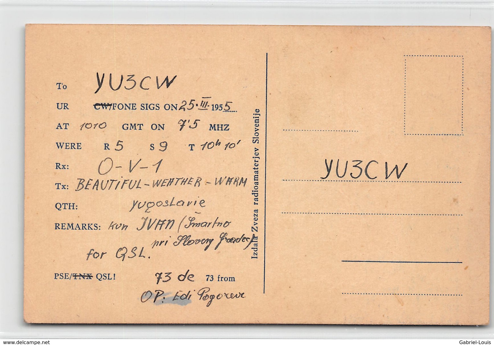 QSL Cards - YU3EHI To YU3CW Yugoslav Amateur Station - Yugoslavia - Slovenije - Sloveija - Amateurfunk