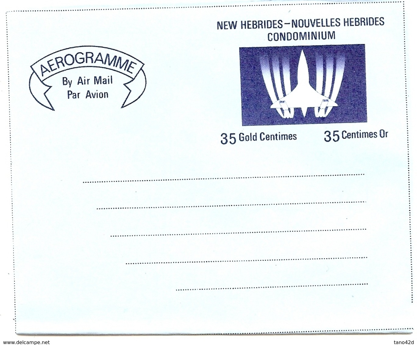 LPP7 - NOUVELLES HEBRIDES AEROGRAMME 35c OR NEUF - Altri & Non Classificati