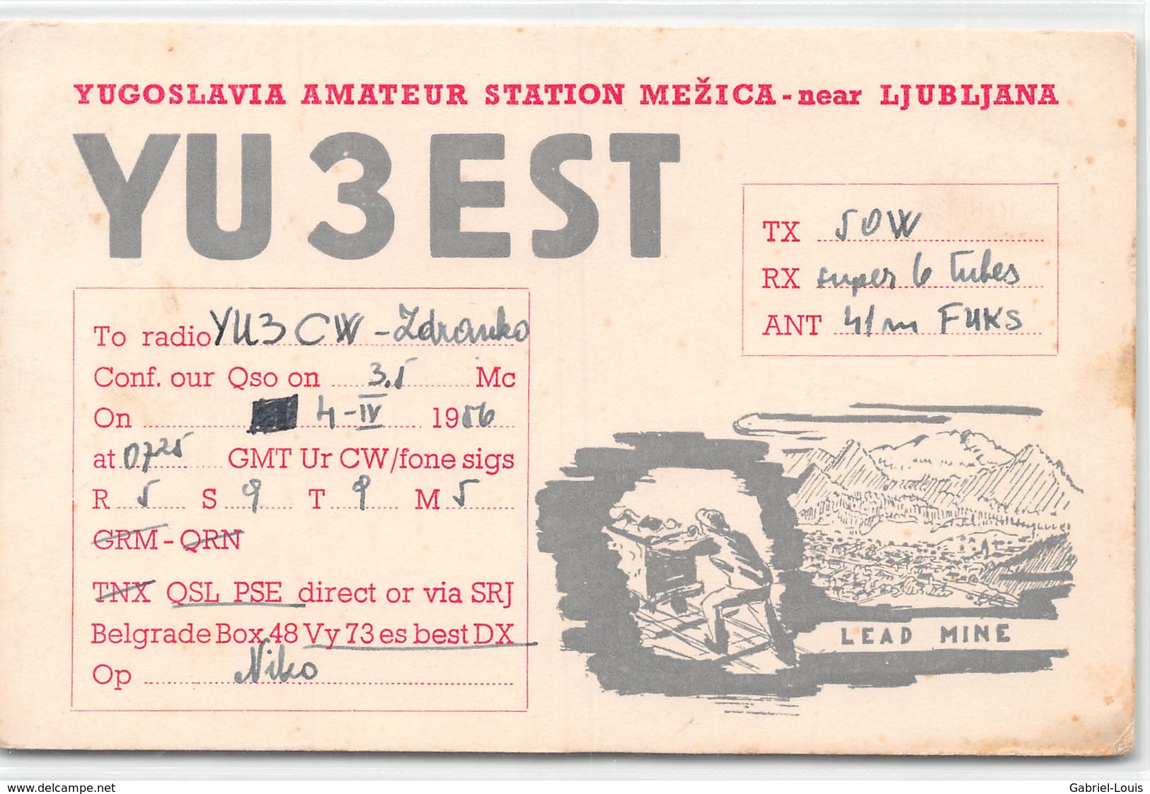 QSL Cards - YU3EST Yugoslavia Amateur Station Mezica - Near Ljubljana - Lead Mine- Sloveija - 1956 - Radio Amatoriale