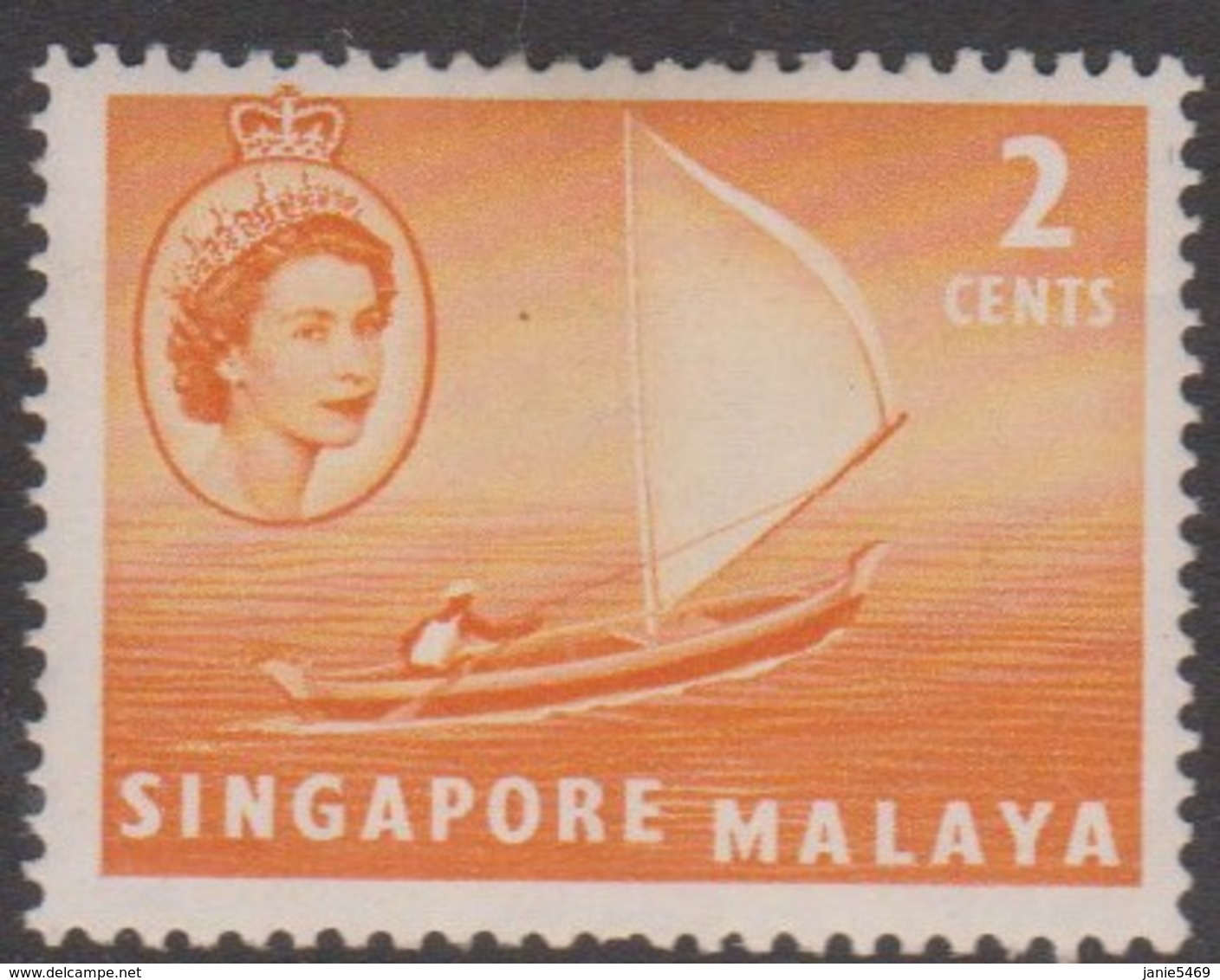 Singapore 42 1955 Queen Elizabeth II Definitives,Malay Kolek, Mint Hinged - Singapore (...-1959)