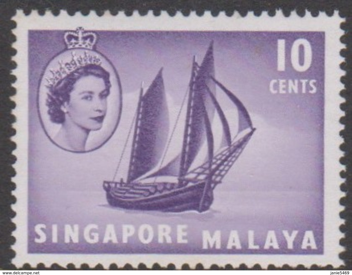 Singapore 47 1955 Queen Elizabeth II Definitives 10c Timber Tongkong, Mint Hinged - Singapore (...-1959)