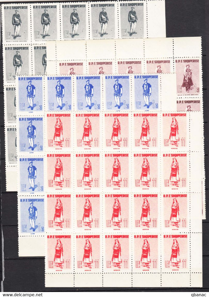 Albania 1961, National Costumes Mi#623-626 Mint Never Hinged Sheets Of 20 - Albania