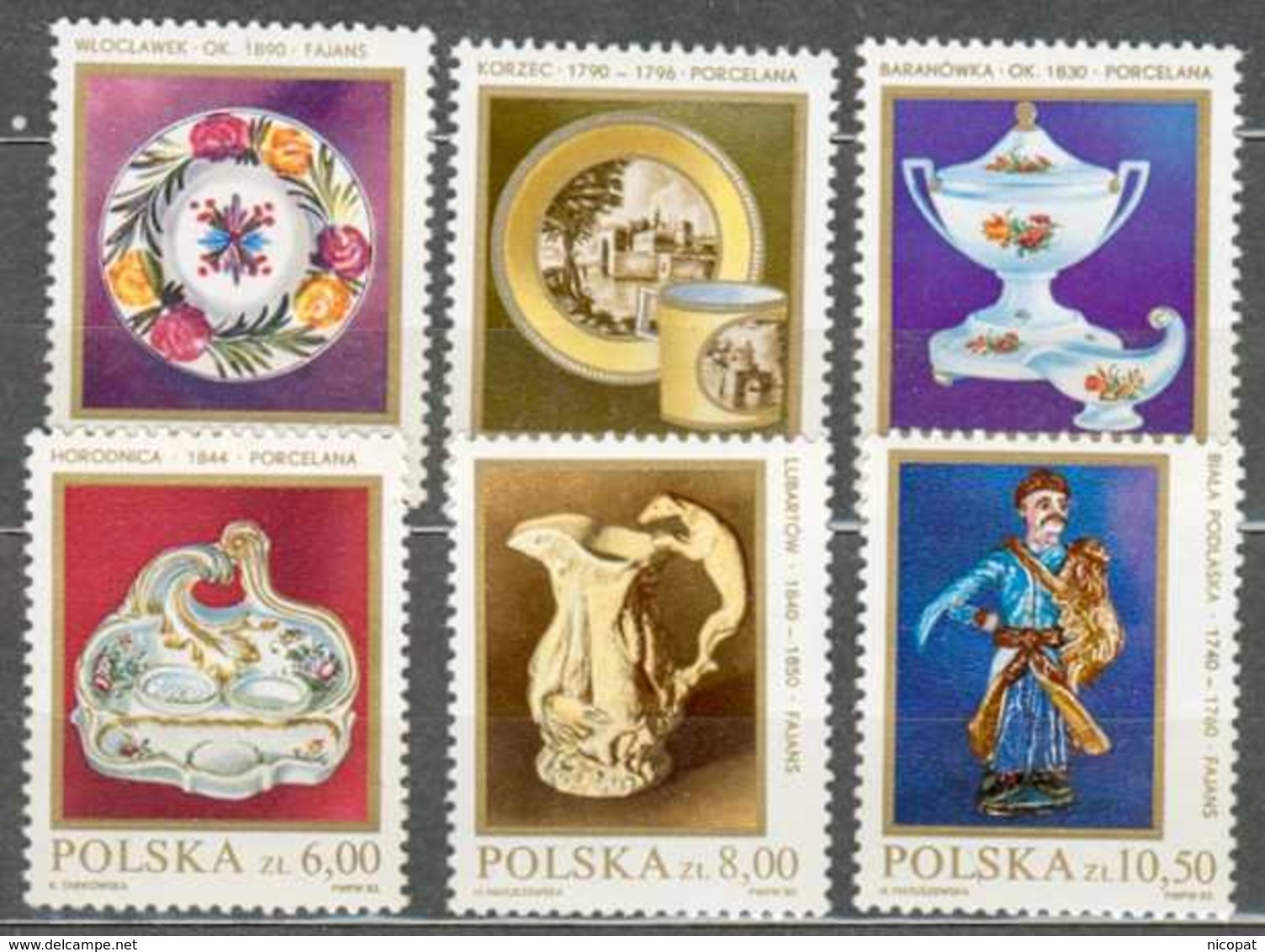 POLAND MNH ** 2608-2613 PORCELAINE FAIENCE, Wloclawek Korzek Baranowka Horodnica Lubartow Biala Podlaska - Ungebraucht