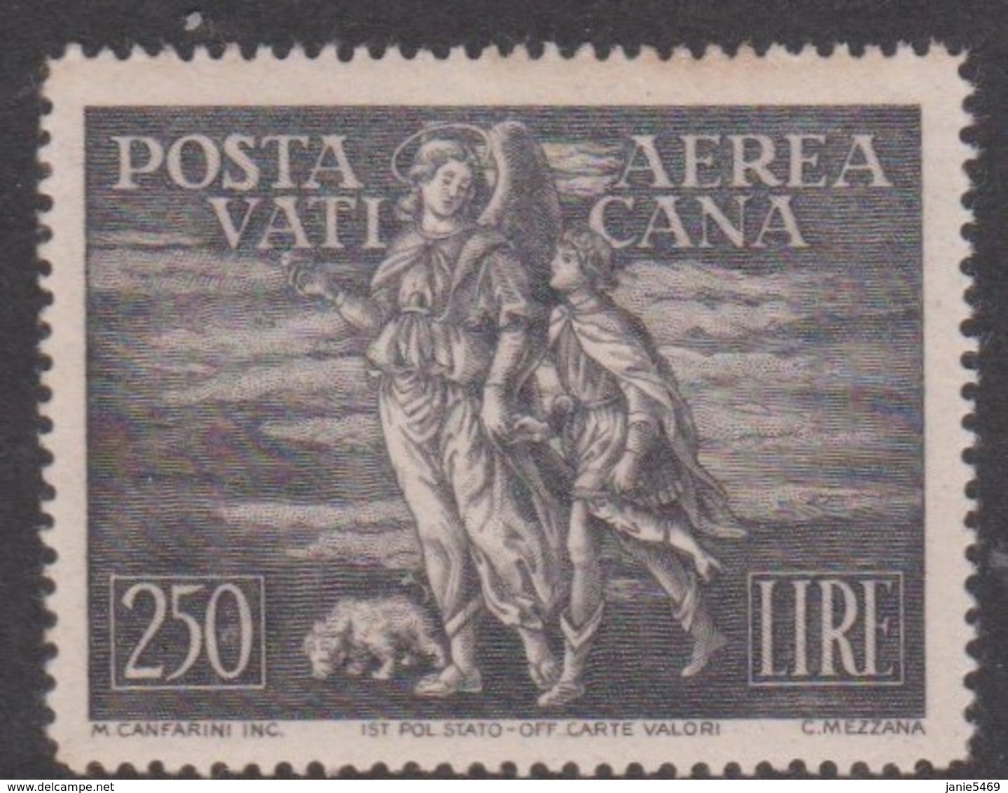 Vatican City AP 16 1948 Raphael,250 Lire Slate, Mint Hinged - Unused Stamps