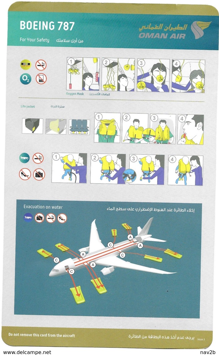 OMAN  AIR .  Boeing  787 . - Fichas De Seguridad