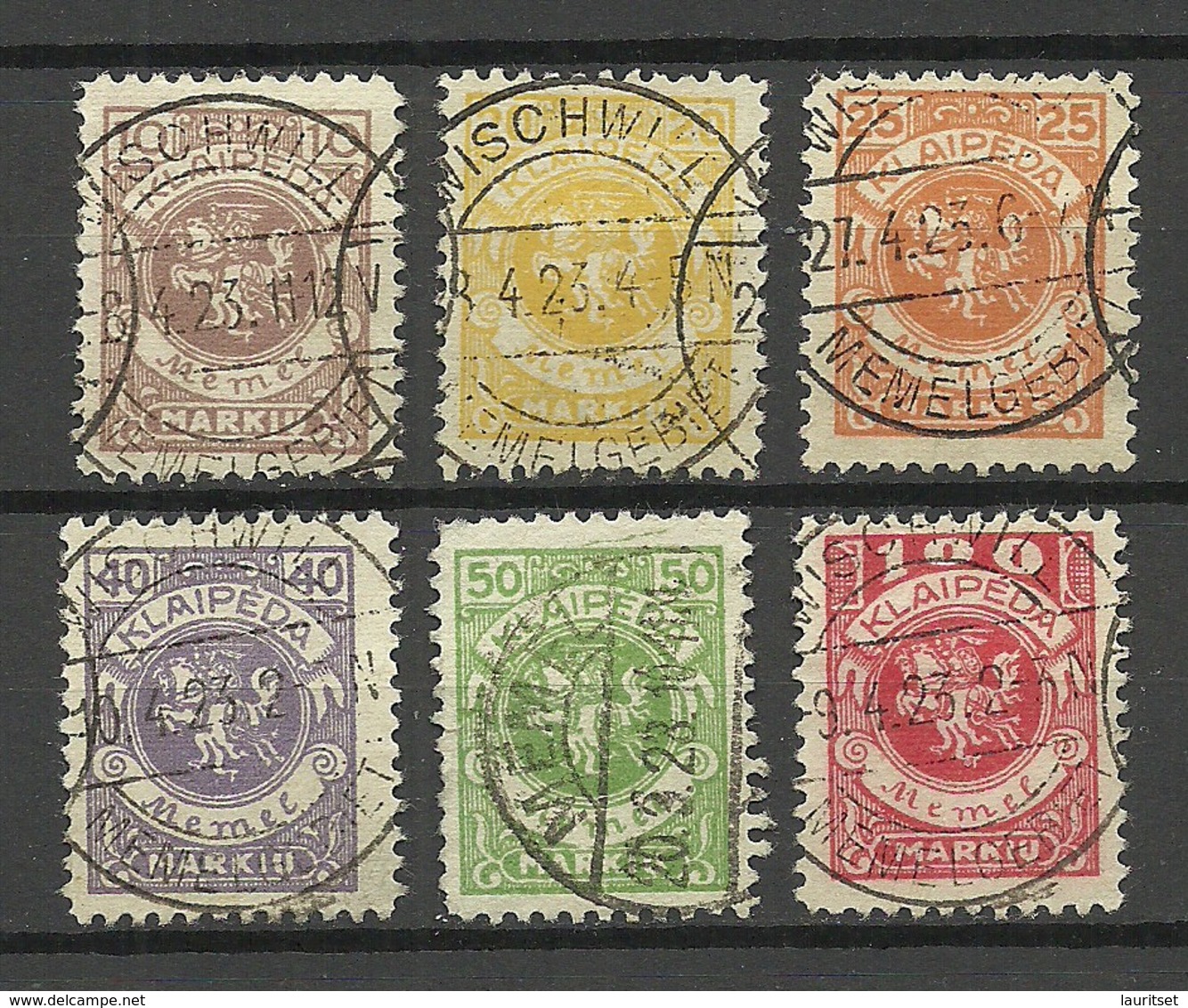 MEMELGEBIET 1923 Lithuania Litauen Memel Klaipeda Michel 141 - 146 O - Litauen