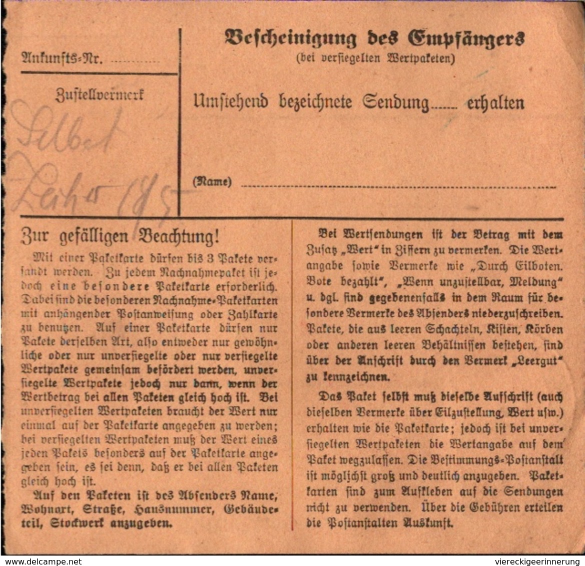 ! 1934 Paketkarte Deutsches Reich, Gröbzig über Köthen In Anhalt - Storia Postale