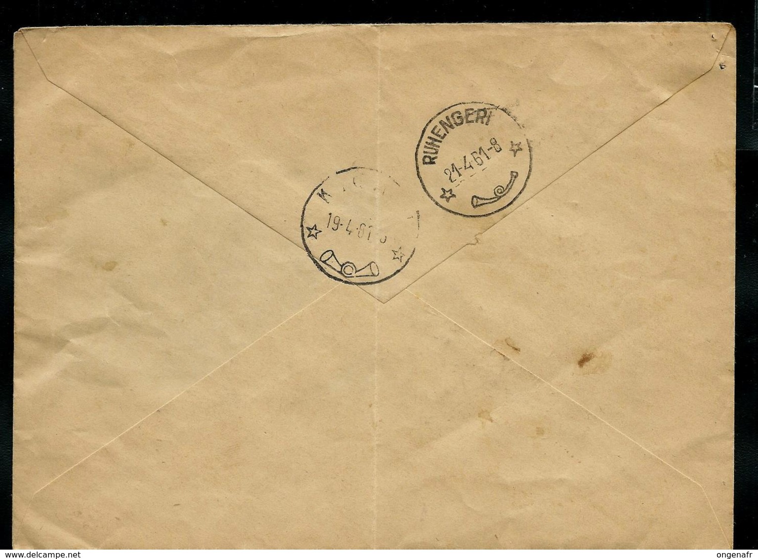 Lettre En Franchise De KIGALI 19/04/61 Vers Ruhengeri 21/04/61 (griffe: Inconnu Et Retour à L'envoyeur) - Lettres & Documents