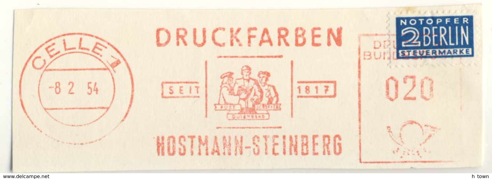 926  Gutenberg: Ema D'Allemagne 1954 - Printing Ink, Bible, Church Reformation Protestantism, Faust Goethe Imprimerie - Factories & Industries