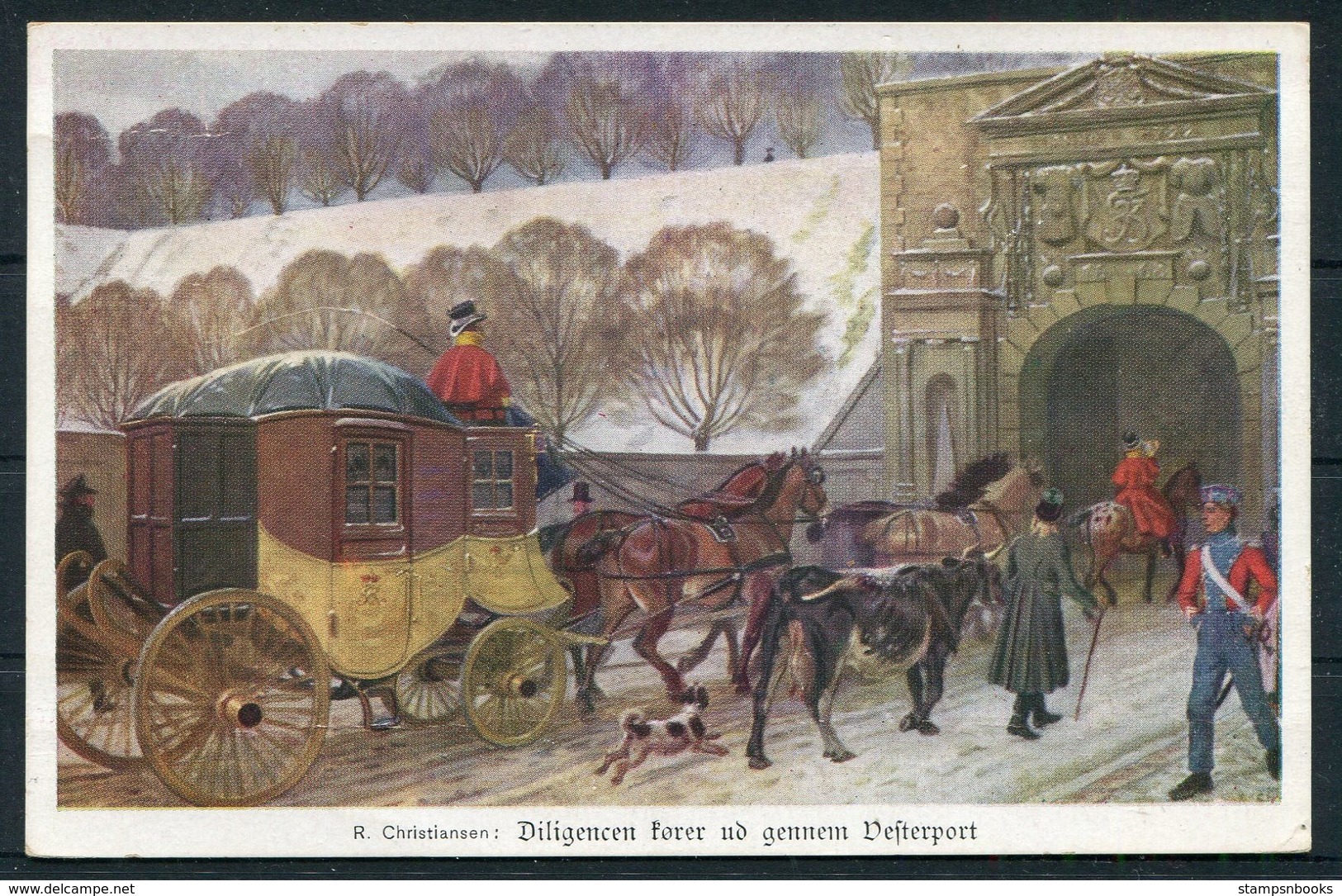 1938 Denmark København Landbrugsudstillingen Diligence Post Postcard - Covers & Documents