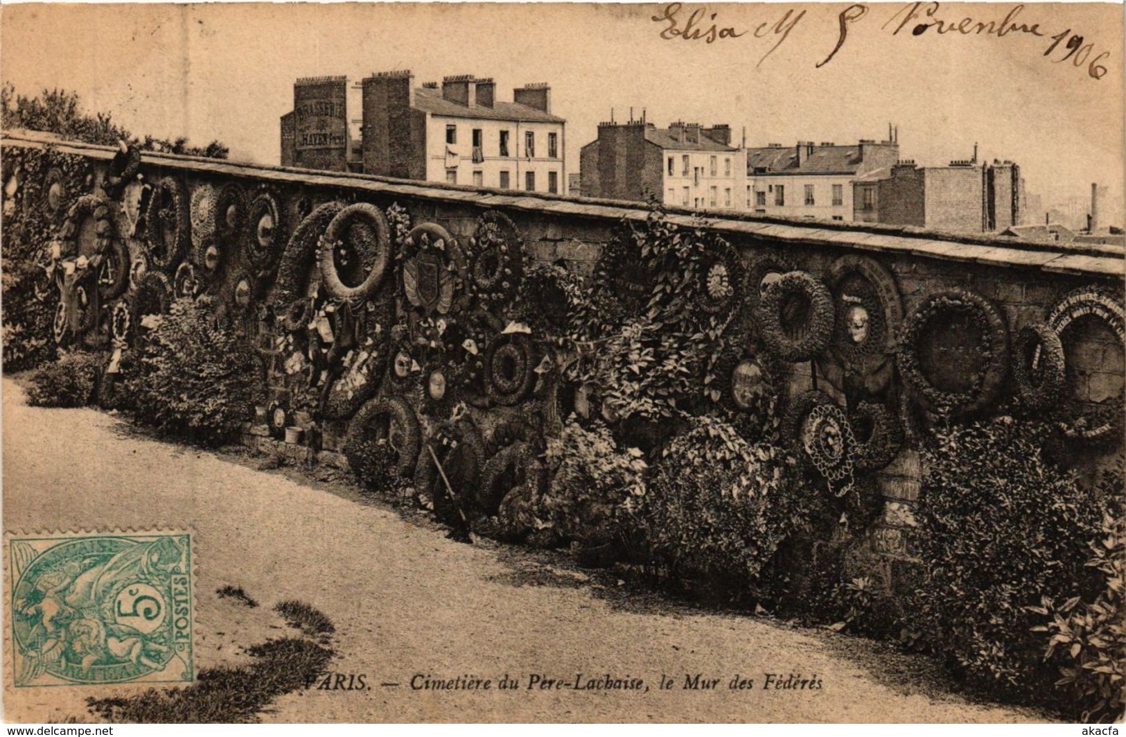 CPA PARIS 20e Cimetiere Du Pere-Lachaise, Le Mur Des Federes (254604) - Statues