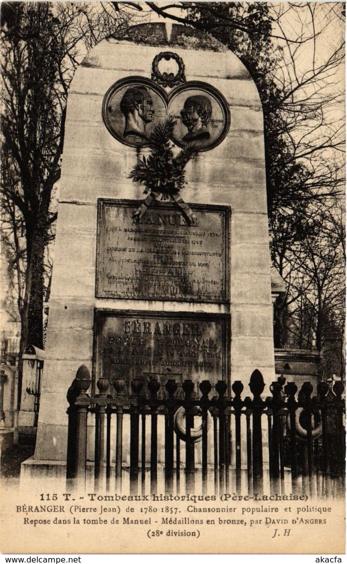 CPA PARIS 20e Tombeaux Historiques Beranger (254694) - Statues