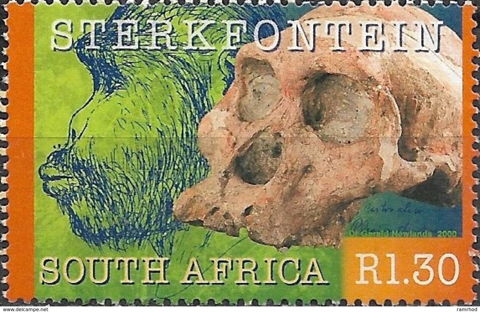 SOUTH AFRICA 2000 UNESCO World Heritage Sites -  1r.30 - Early Skull From Sterkfontein MNG - Nuovi