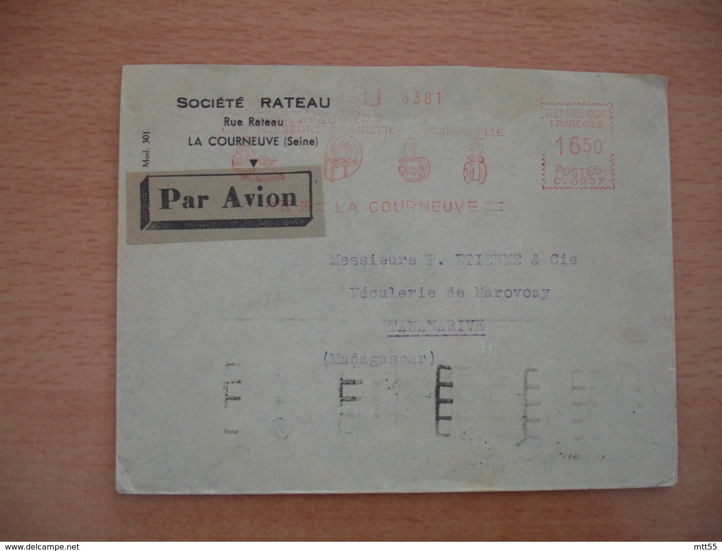 Rateau La Courneuve Ema Empreinte Machine Affranchir Sur Lettre - 1921-1960: Periodo Moderno