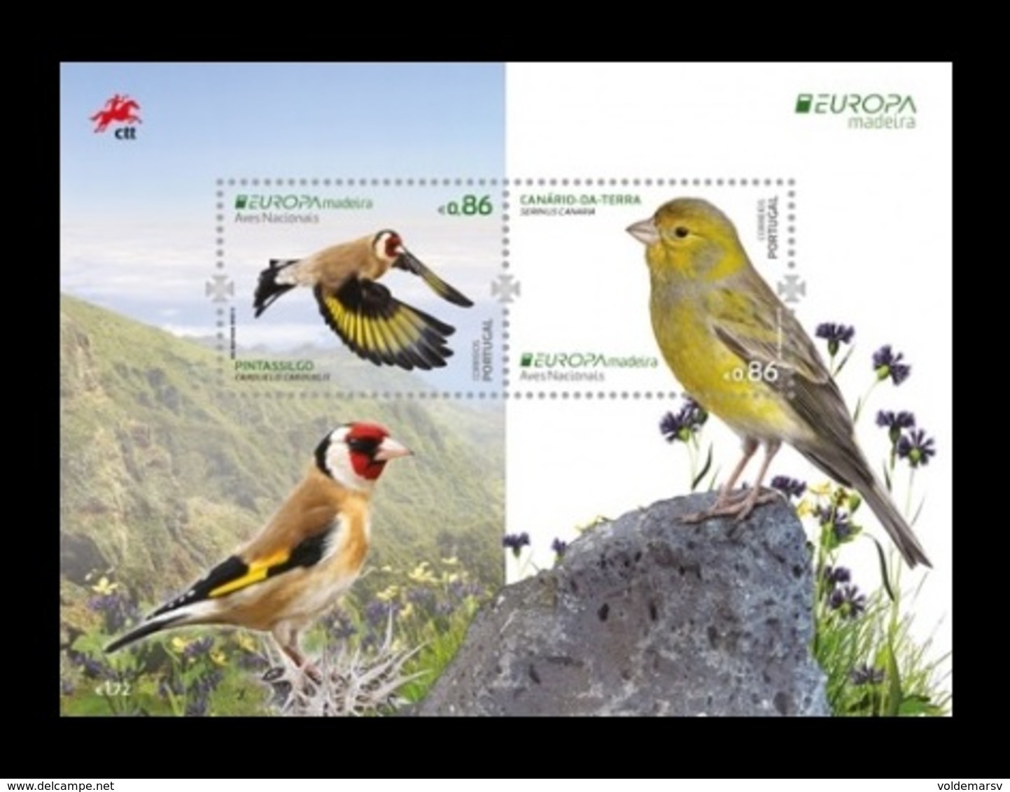 Portugal (Madeira) 2019 Mih. 391/92 (Bl.71) Europa. National Birds. Fauna. Atlantic Canary And European Goldfinch MNH ** - Madère