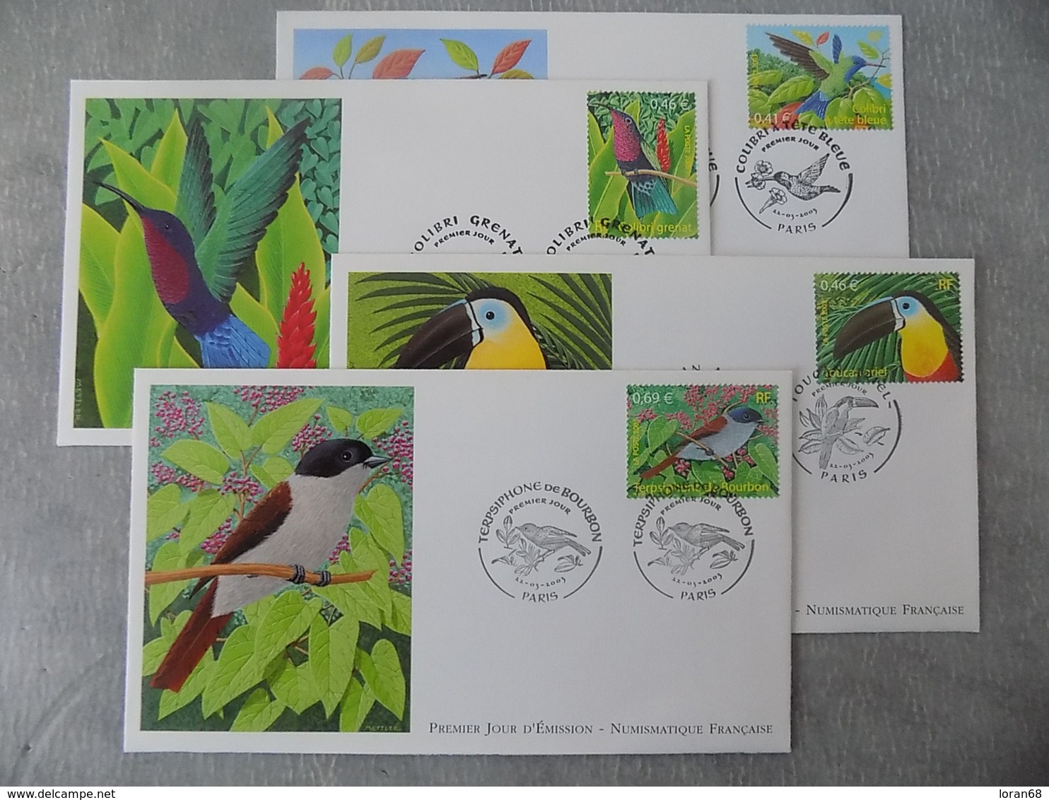 FDC (4) France 2003 : Oiseaux D'outre-mer (série Complète) - 2000-2009