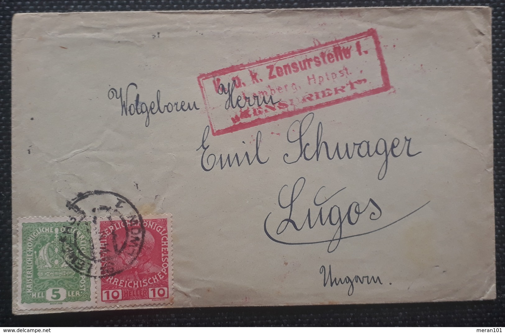 Kaiserreich,  Zensurbrief LEMBERG  - LUGOS - Briefe U. Dokumente