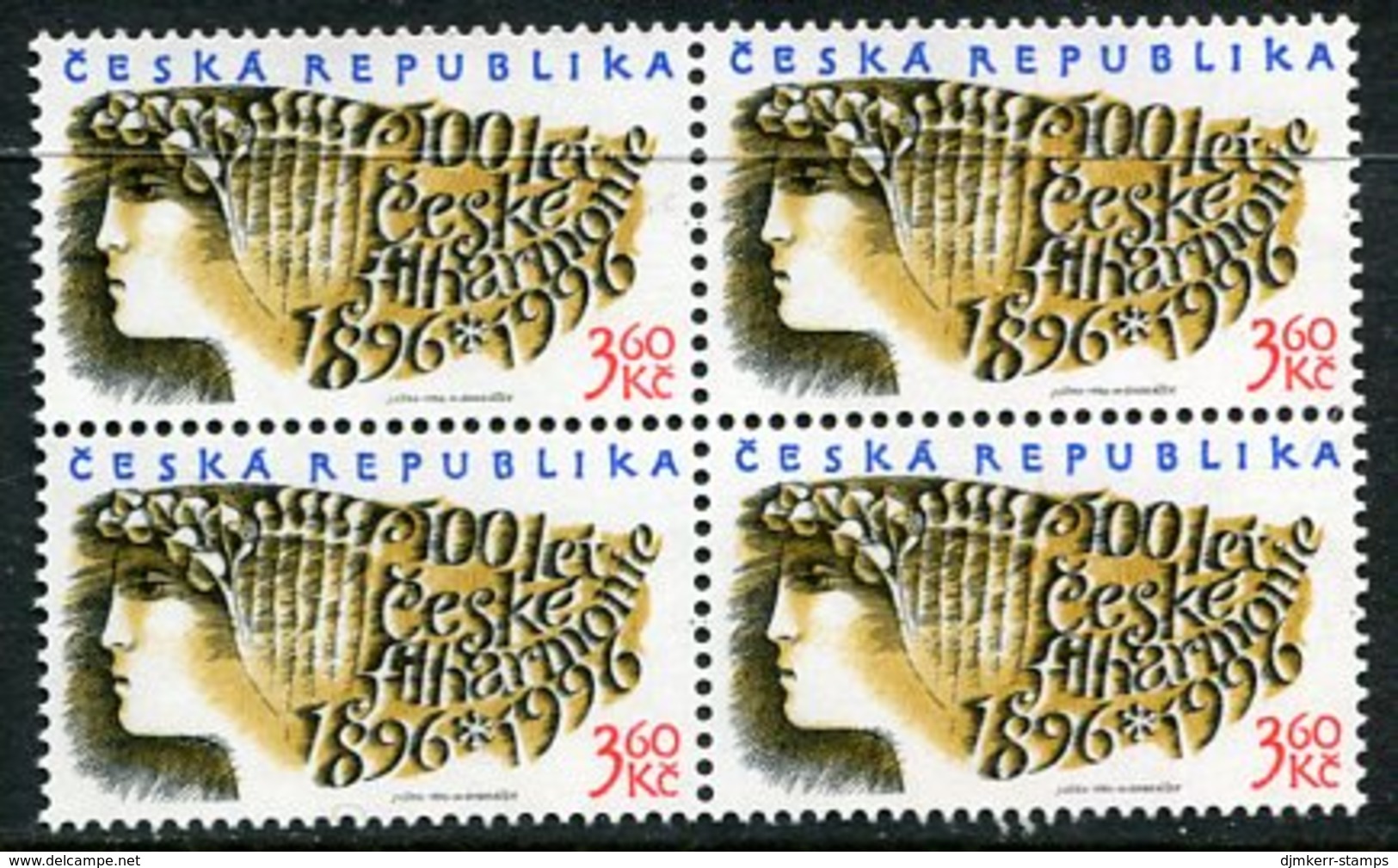 CZECH REPUBLIC 1996 Orchestra Centenary Block Of 4 MNH / **.  Michel 100 - Ungebraucht