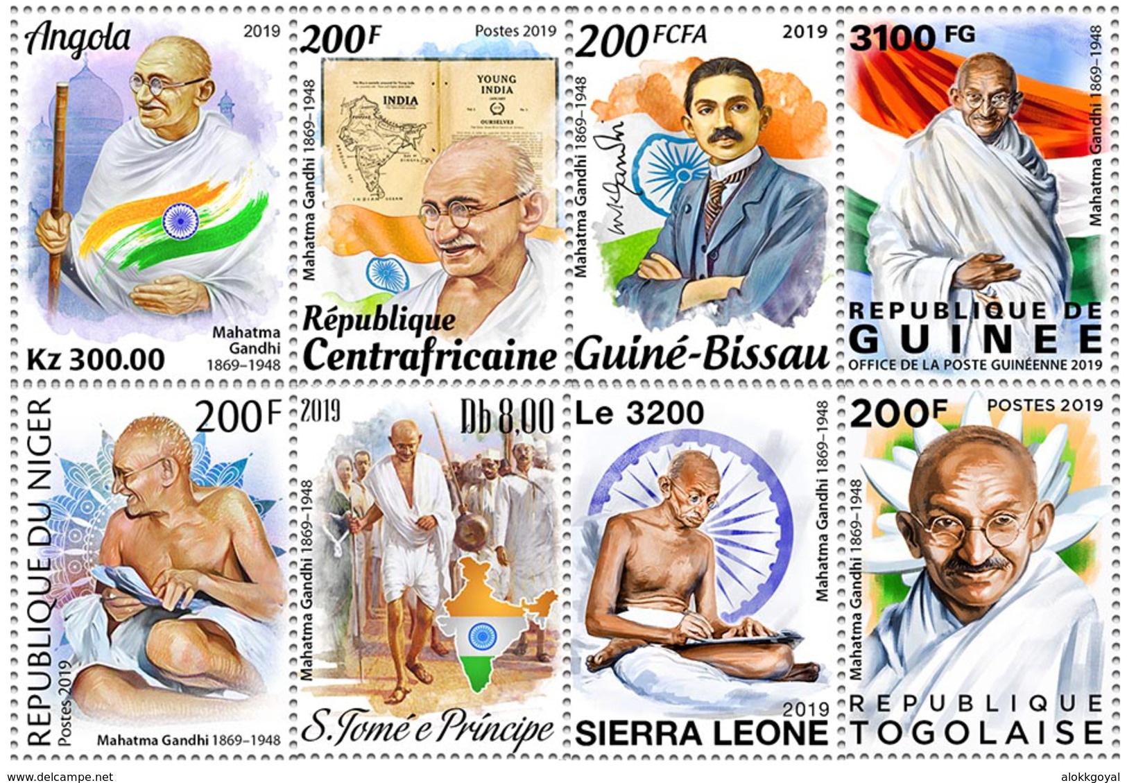 Central African Countries - 150th Birth Anniversary Special Issue On Mahatma Gandhi - Stamp Set Of 8 Stamps - Autres - Afrique