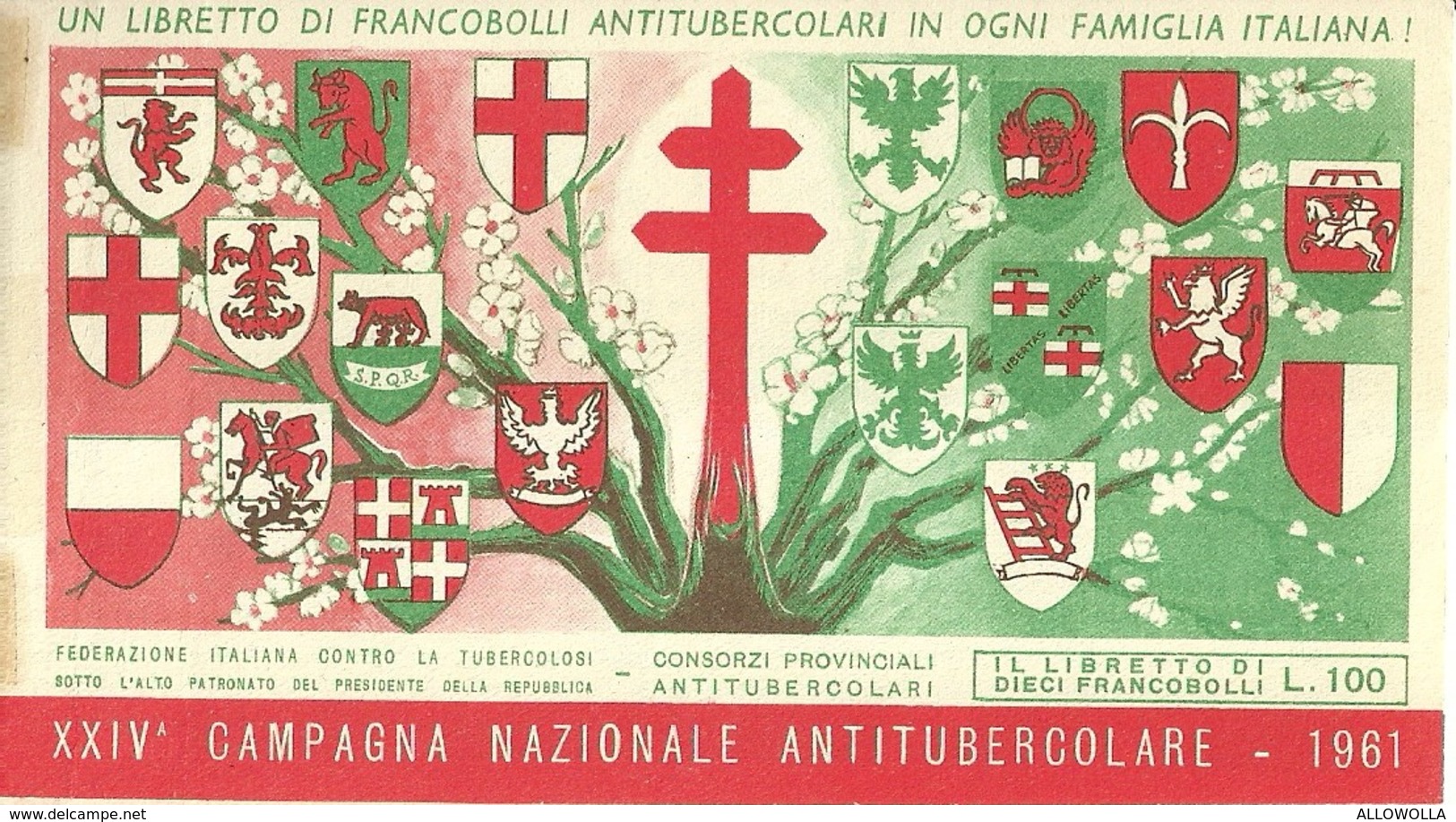 6061 " ERINNOFILI-XXIV CAMPAGNA NAZIONALE ANTITUBERCOLARE-1961-LIBRETTO DI 10 FRANCOBOLLI" - Vignetten (Erinnophilie)