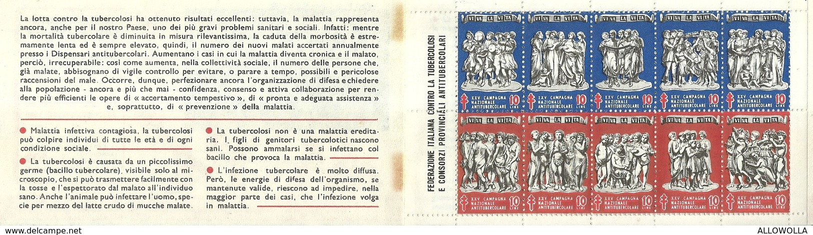 6062 " ERINNOFILI-XXV CAMPAGNA NAZIONALE ANTITUBERCOLARE-1962-LIBRETTO DI 10 FRANCOBOLLI" - Vignetten (Erinnophilie)