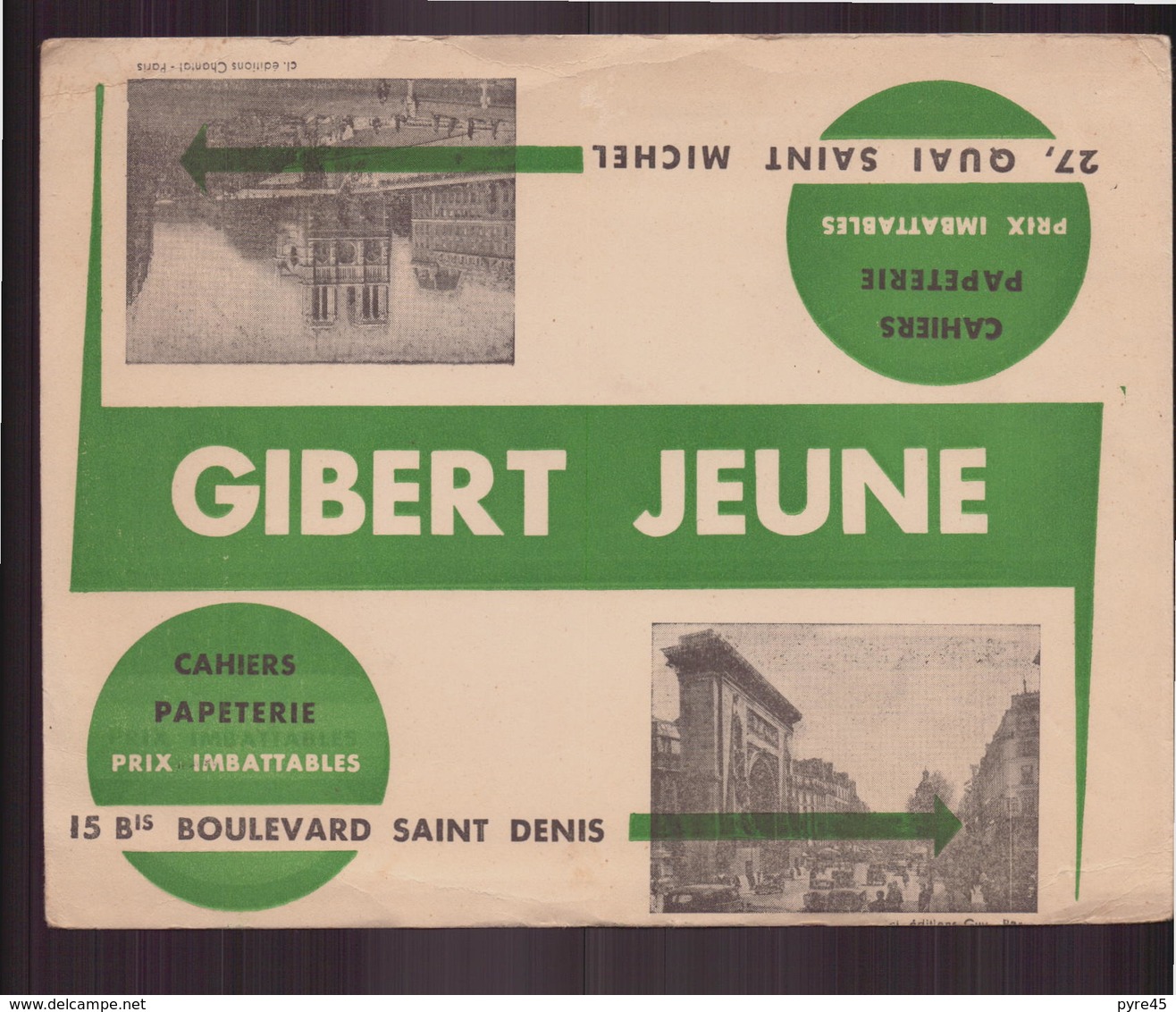 Buvard ( 20.5 X 16 Cm ) " Gibert Jeune Papeterie " ( Pliures, Rousseurs ) - Papeterie