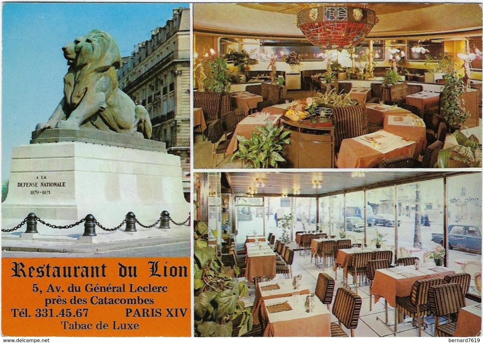 75 Paris 75014  Restaurant Du Lion  5 Avenue Du General Leclerc - Arrondissement: 14