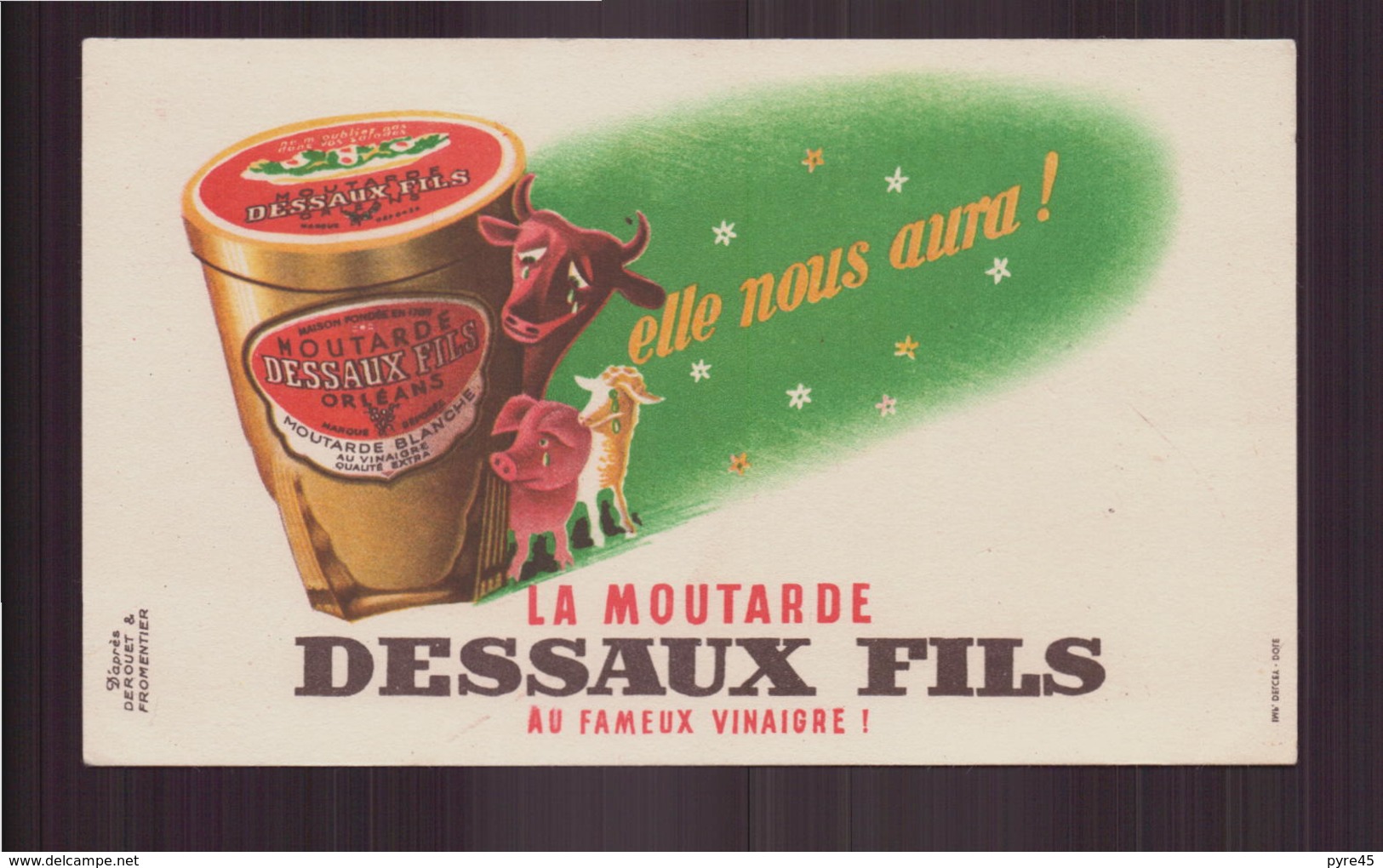 Buvard ( 17.5 X 10.5 Cm ) " Moutarde Dessaux Fils ( Pliure, Rousseurs ) - Mosterd