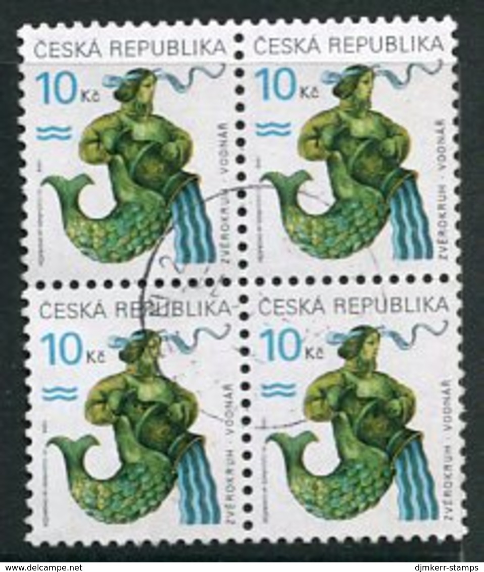 CZECH REPUBLIC 1998 Zodiac Definitive 10 Kc Used Block Of 4.  Michel 200 - Gebraucht