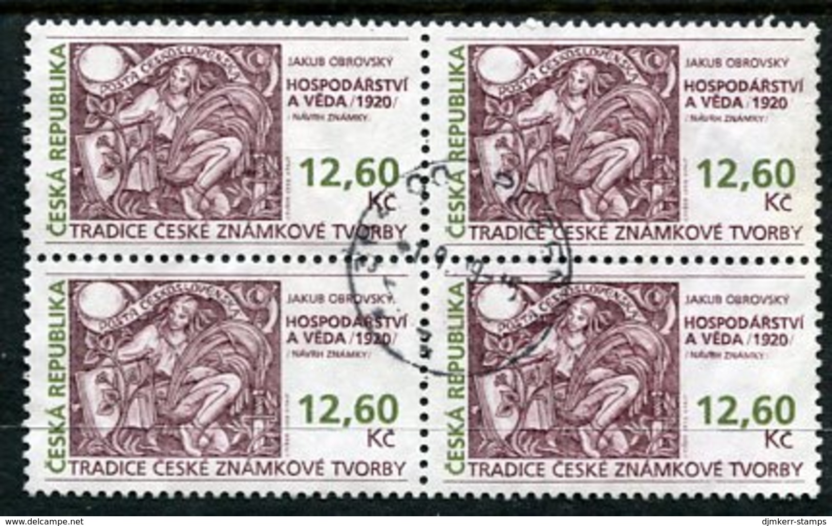 CZECH REPUBLIC 1998 Stamp Day  Used Block Of 4.  Michel 165 - Usados