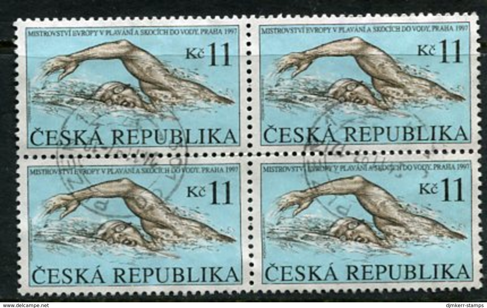 CZECH REPUBLIC 1997 Swimming Championships Used Block Of 4.  Michel 152 - Used Stamps