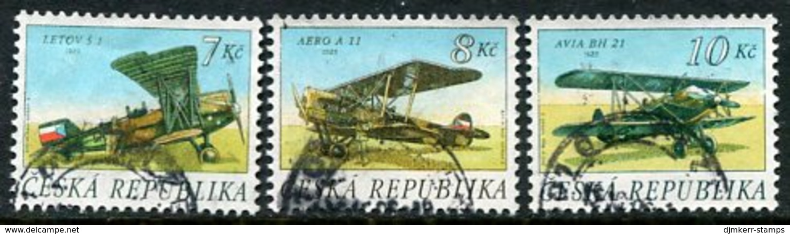 CZECH REPUBLIC 1996 Biplanes Used .  Michel 127-29 - Gebraucht