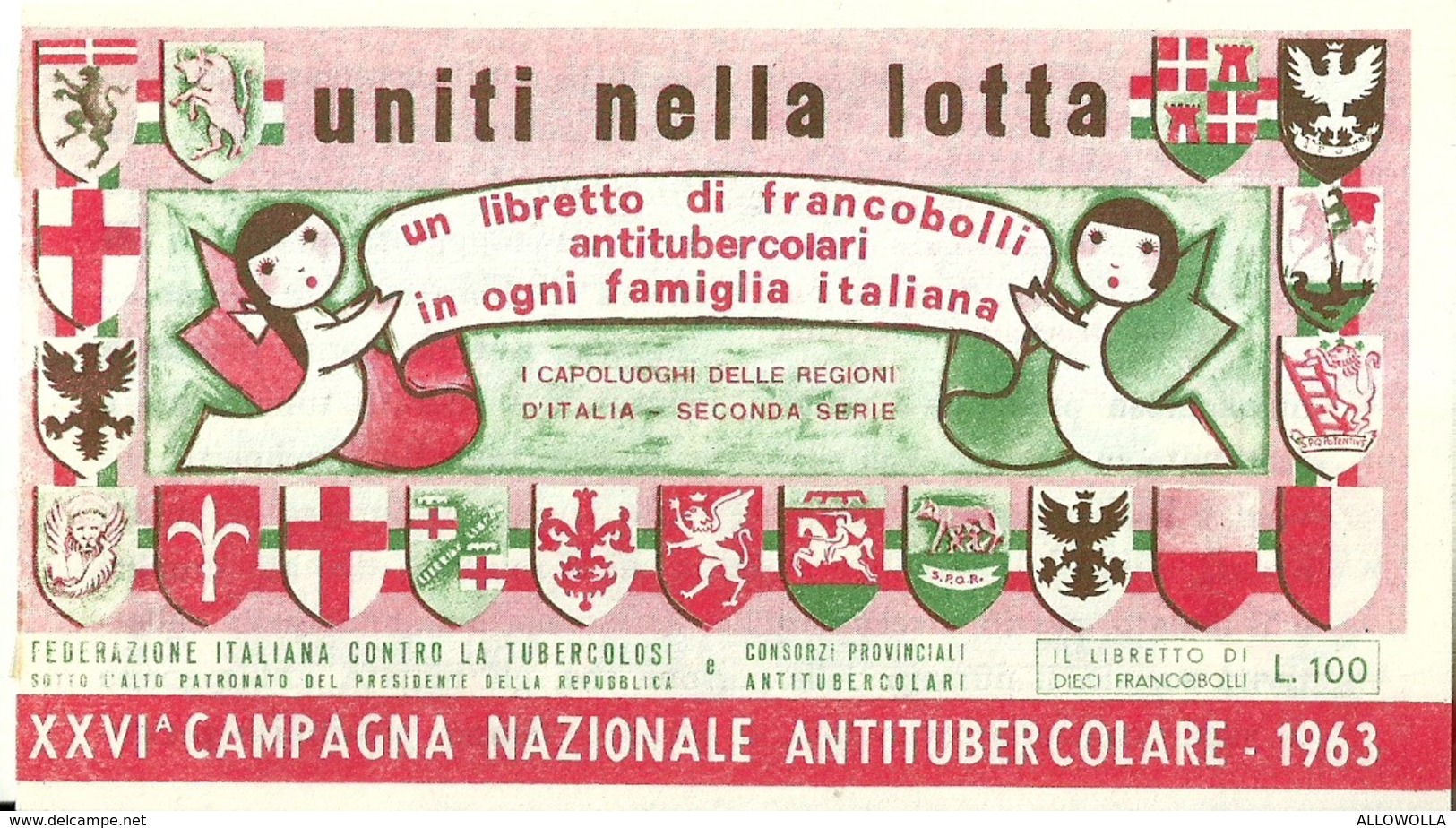 6064 " ERINNOFILI-XXVI CAMPAGNA NAZIONALE ANTITUBERCOLARE-1963-SECONDA SERIE-LIBRETTO DI 10 FRANCOBOLLI" - Erinnofilia