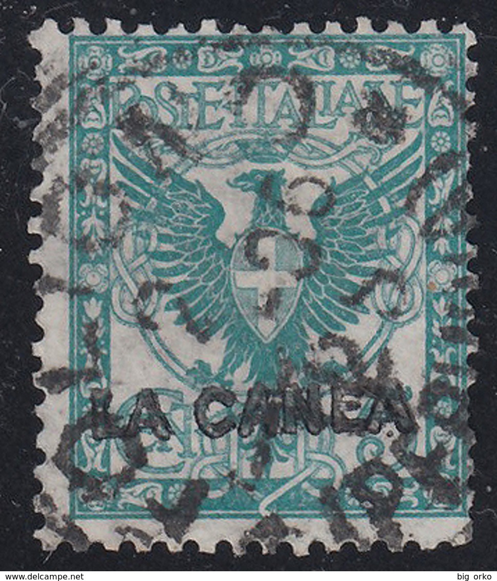 Levante - La Canea (Isola Di Creta): Francobollo D' Italia "Floreale" 5 C. Verde Azzurro - 1905 (B) - La Canea