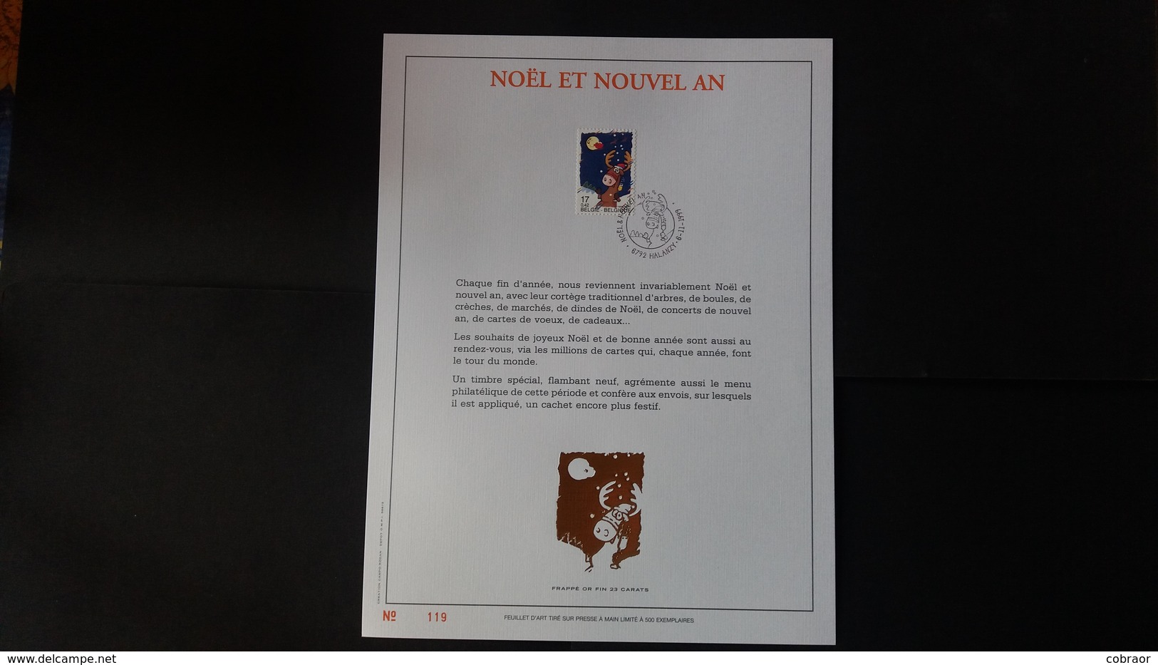 Belgique 1999 : FEUILLET D'ART EN OR 23 CARATS.Timbre Numéro 2853 - Autres & Non Classés