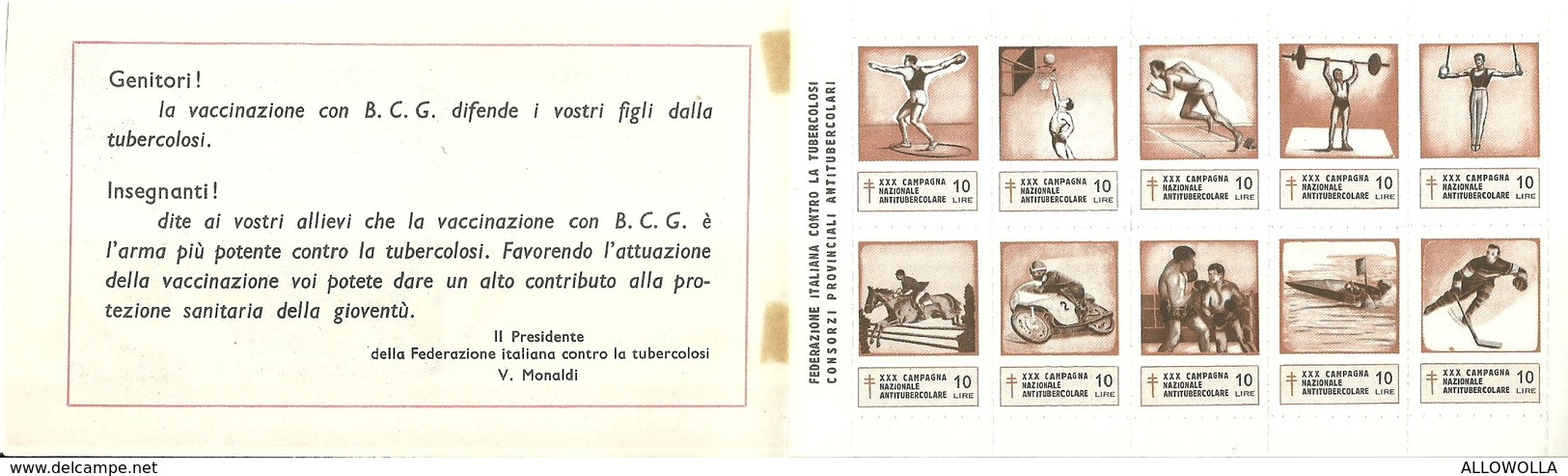 6068 " ERINNOFILI-XXX CAMPAGNA NAZIONALE ANTITUBERCOLARE-1967-SECONDA SERIE-LIBRETTO DI 10 FRANCOBOLLI" - Vignetten (Erinnophilie)