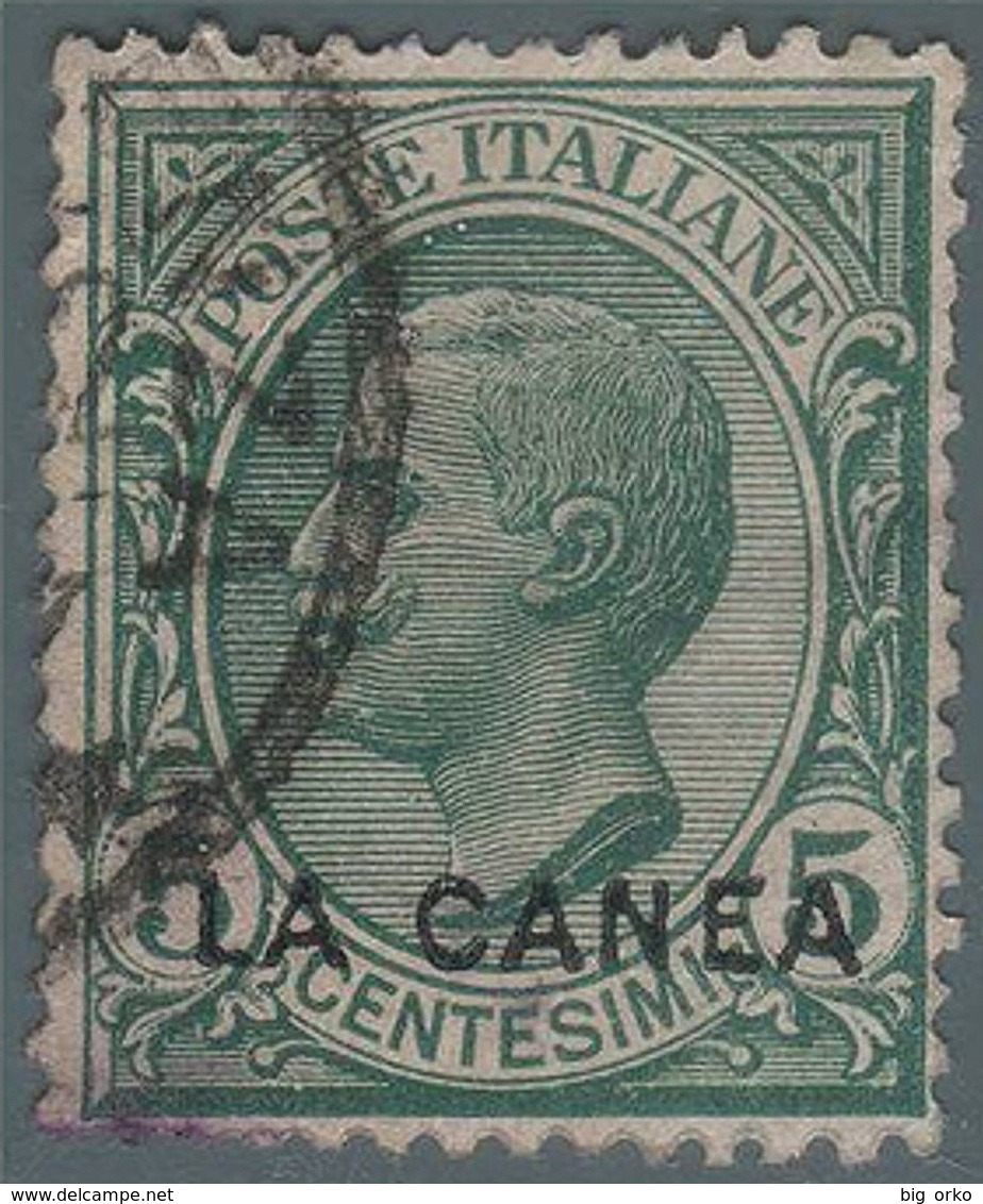 Levante - La Canea (Isola Di Creta): Francobollo D' Italia 1906/09 - 5 C. Verde - 1907 - La Canea