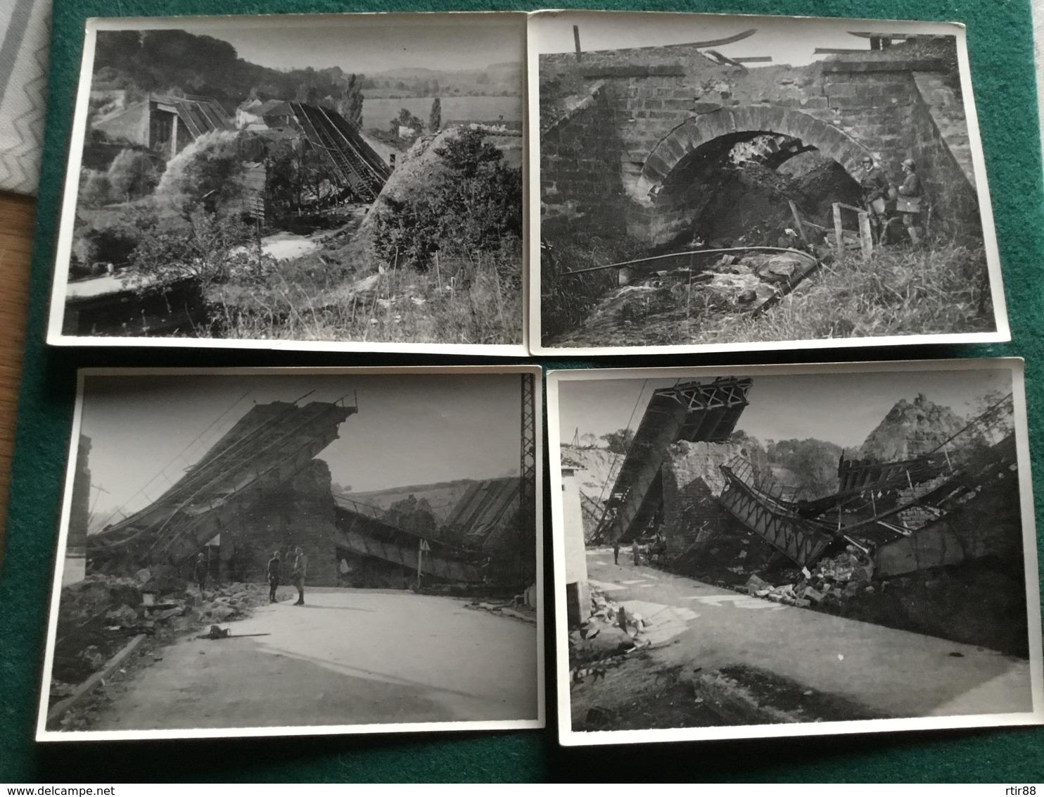 5 Photos Ponts Détruits Et Mines Campagne De France 1940 12 X 9 Cm - 1939-45