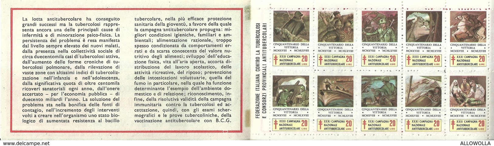 6069 " ERINNOFILI-XXXI CAMPAGNA NAZIONALE ANTITUBERCOLARE-1968-LIBRETTO DI 10 FRANCOBOLLI" - Vignetten (Erinnophilie)