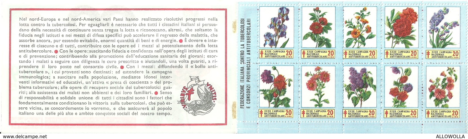 6070 " ERINNOFILI-32a CAMPAGNA NAZIONALE ANTITUBERCOLARE-1969-LIBRETTO DI 10 FRANCOBOLLI" - Vignetten (Erinnophilie)