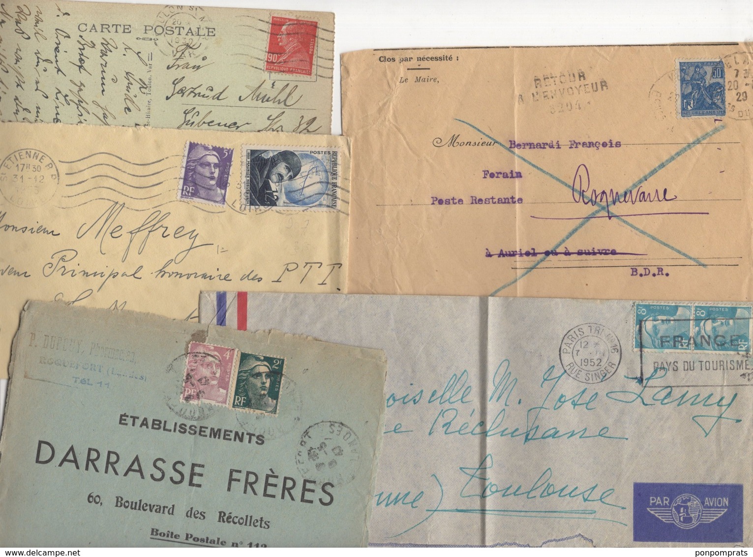 10 Lettres Et Cartes + 1 Cadeau Prix De Départ Sans Réserve 1€ Voir 2 Scan.  Bonnes Enchère     Lot Delc Vente 3, 13 - 1921-1960: Période Moderne