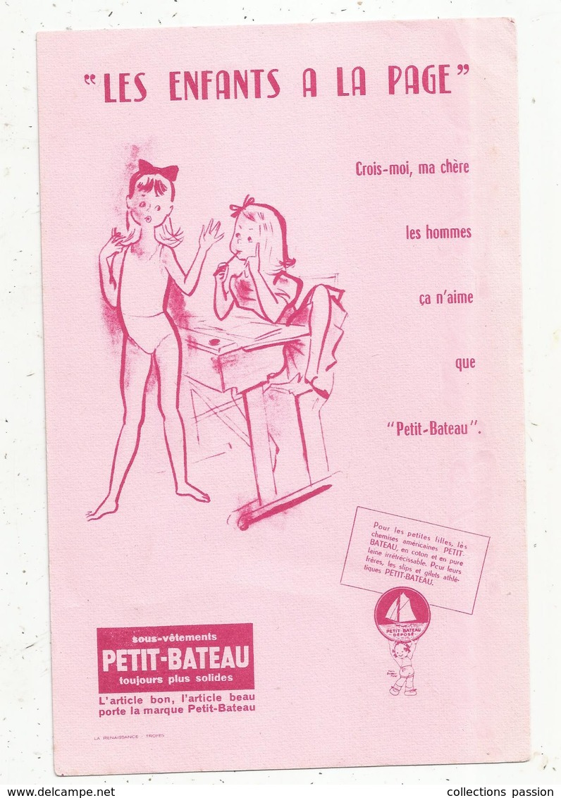 Buvard , PETIT BATEAU ,  Les Enfants à La Page , Frais Fr 1.55 E - Enfants